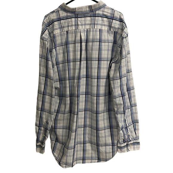 Tommy Hilfiger Mens XXL Trim Fit White Blue Plaid Long Sleeves Button Down Shirt - Picture 2 of 8